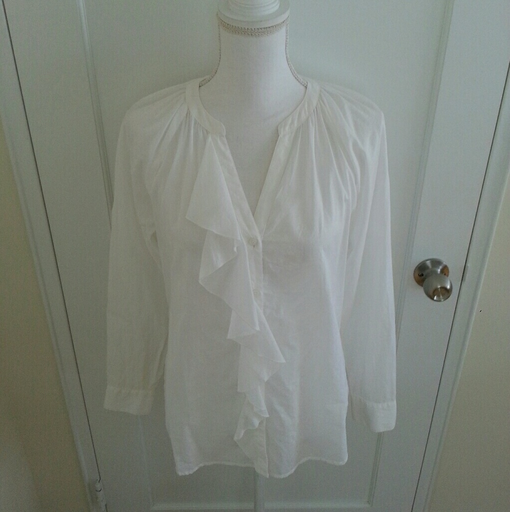 NWOT- White Feminine Blouse Frills